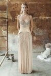 Hera Metallic Chantilly Lace Gown in Silver Rose & Nude Tulle