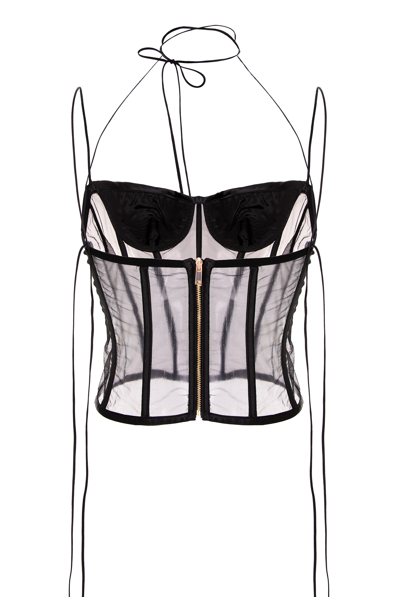 Venus Bustier – Silk Satin and Sheer Tulle Elegance