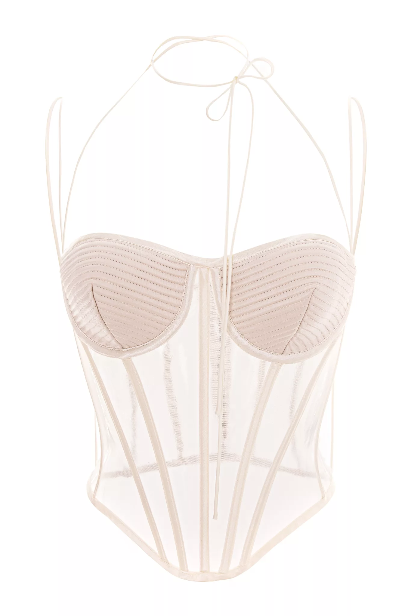 Venus Bustier - Silk Satin and Sheer Tulle Elegance