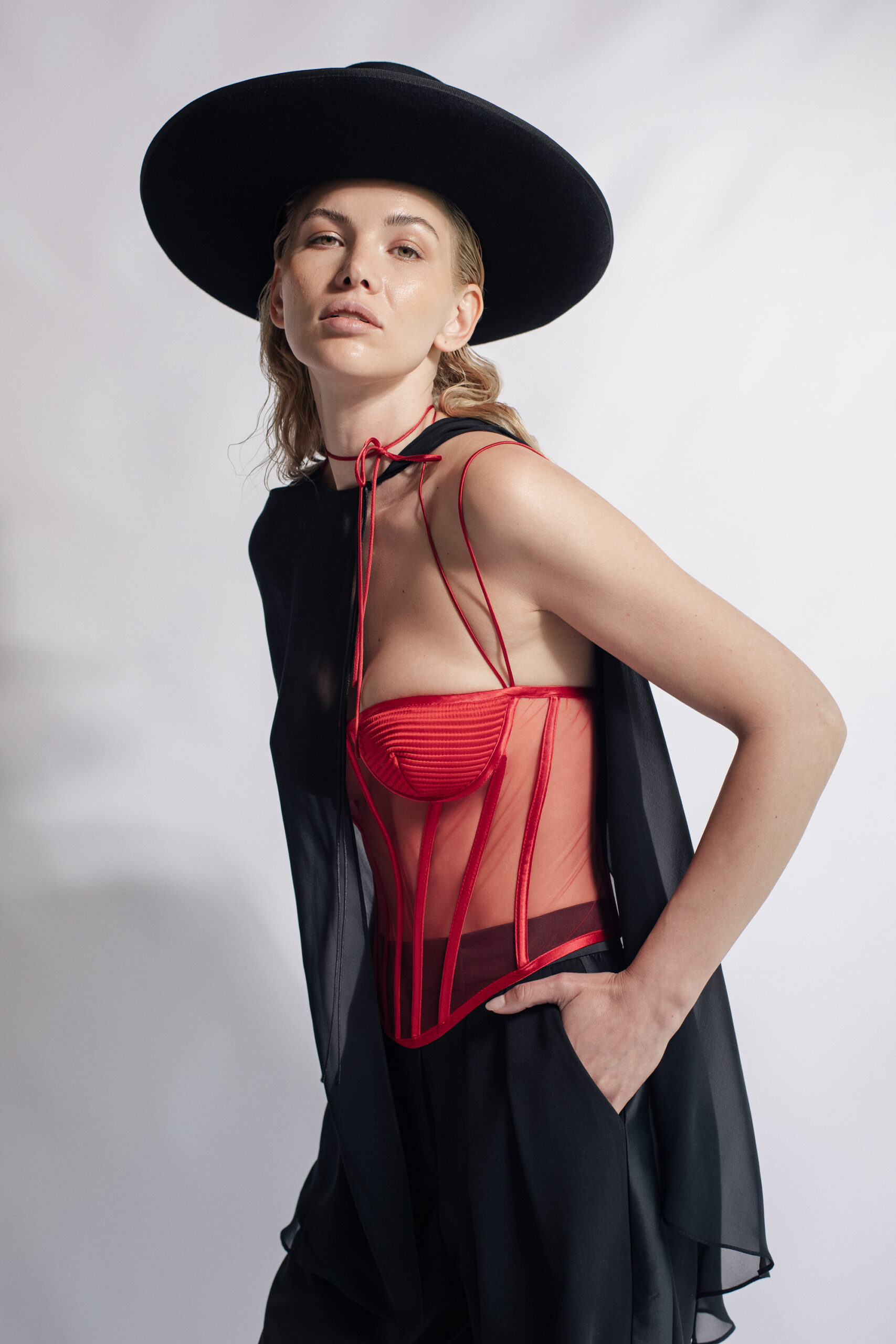 Venus Bustier – Silk Satin and Sheer Tulle Elegance