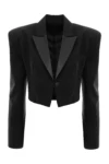 Cropped Silk and Wool Tailored Blazer