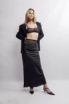 Lace & Silk Satin Draped Skirt