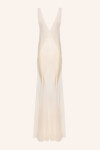 Satin and Lace Diamond Panels Cream Maxi Dress