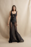 Satin and Lace Diamond Panels Maxi Dress
