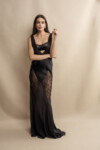 Satin and Lace Diamond Panels Maxi Dress