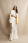 Satin and Lace Diamond Panels Cream Maxi Dress