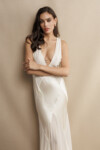 Satin and Lace Diamond Panels Cream Maxi Dress