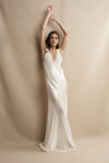 Satin and Lace Diamond Panels Cream Maxi Dress