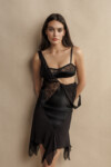 Satin and Lace Diamond Panels Mini Dress