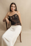 Lace & Silk Satin Draped Skirt
