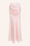 Silk Satin and Georgette Draped Skirt