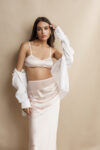 Silk Satin and Georgette Draped Skirt