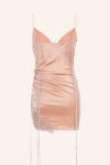 Ruched Satin Slip-Dress Lace Detail