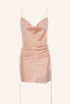 Ruched Satin Slip-Dress Lace Detail