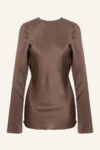 Silk Satin Open Back Top Caffe Latte