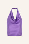 Silk Satin Cowl Top Purple