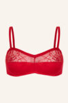 Chantilly lace silk satin bralette top Red