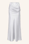 Silver Lace & Silk Satin Draped Skirt