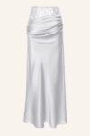 Silver Lace & Silk Satin Draped Skirt