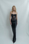 Silk Satin Draped Skirt Black