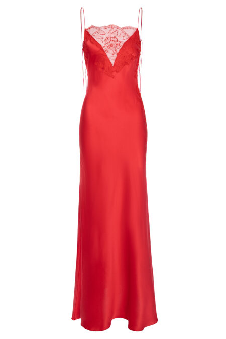 V-neckline Chantilly Lace Slip-Dress Red