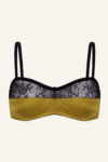 Chantilly lace silk satin bralette top Chartreuse