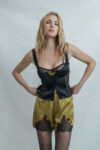 Chantilly lace silk satin bralette top Chartreuse